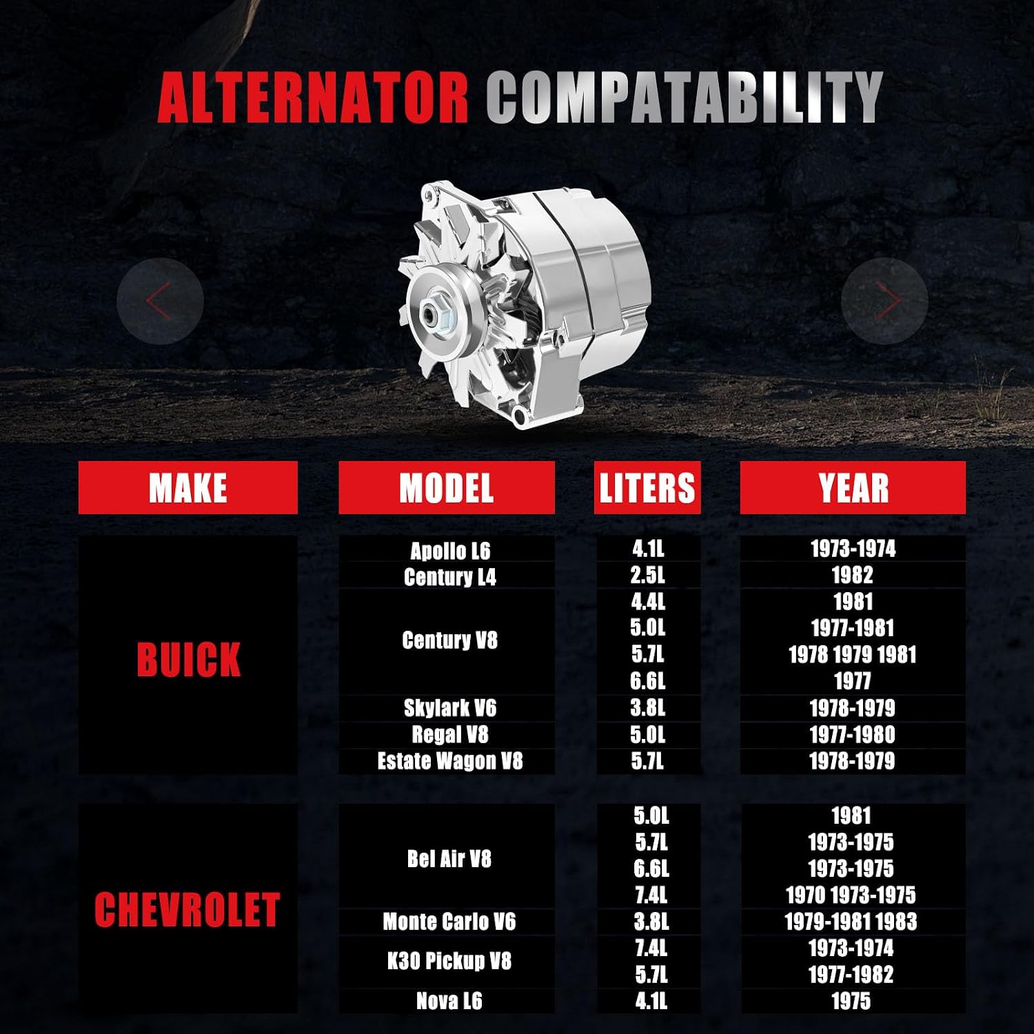 Alternator Chrome 1 Wire Self Exciting Street Rod for GM 305 350 BBC SBC