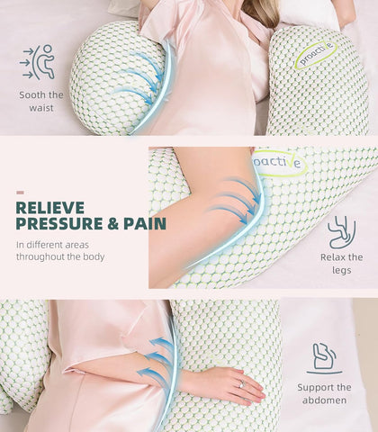 Oternal Pregnancy Pillow for Pregnant Women, Soft Pregnancy Body Pillow, Support for Back, Belly, Hips, Legs, Maternity Pillow with Detachable and Adjustable Pillow Cover