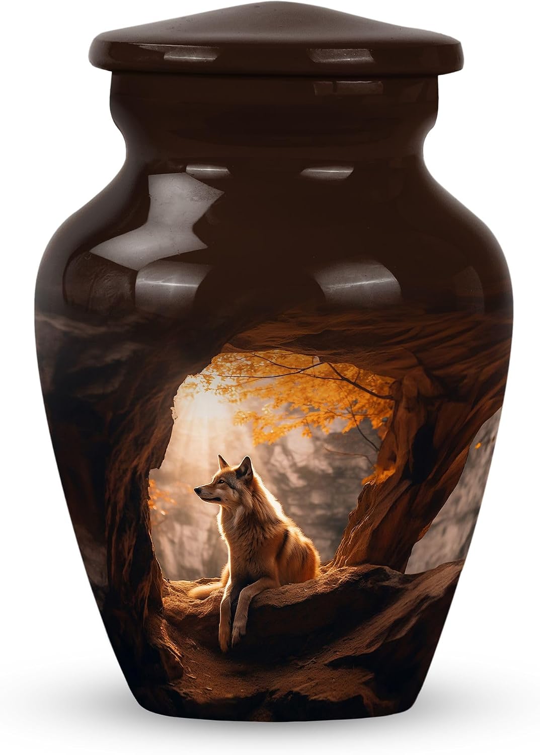 Wolf Small Urns for Human Ashes Male -Cremation Urn for Ashes Adult Female