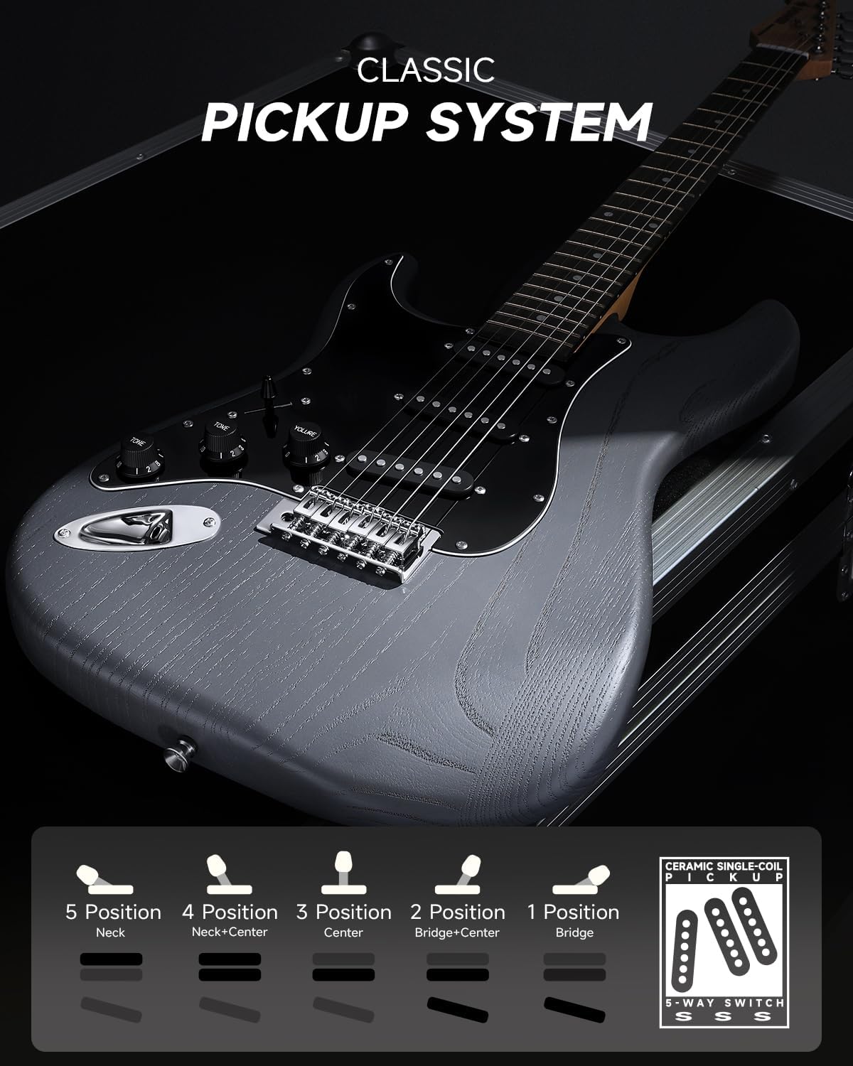DONNER DST-80 Left-Handed Electric Guitar 39” Beginner Electric Guitar Kit with Amp, Classic SSS Pickup Complete with Gig Bag, Tuner, Capo, Strap, Picks, and Free Online Lessons, Matte Black