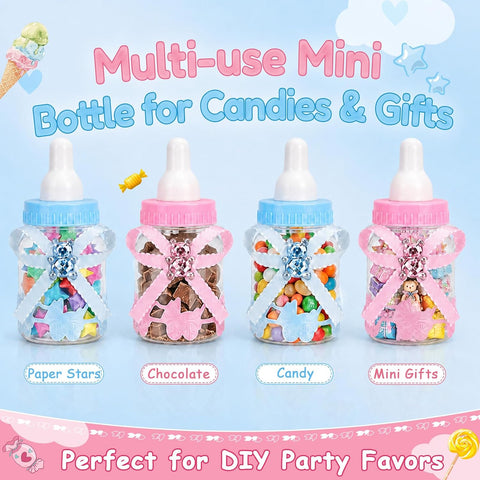 24Pcs 3.5" Baby Bottle Candy Boxes+ 6 Artificial Roses Baby Shower Favors