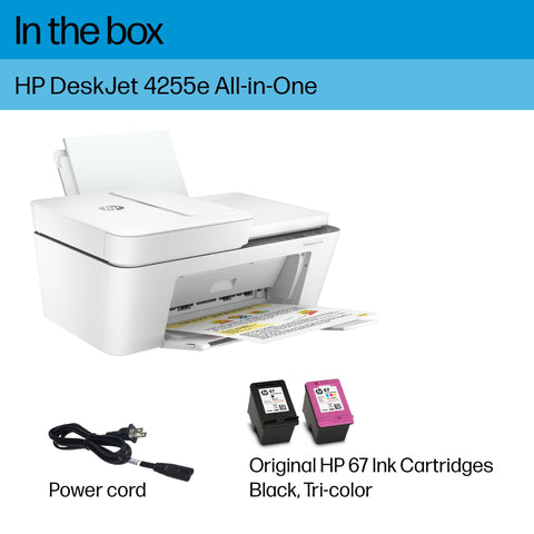 HP DeskJet 4255e Wireless All-in-One Color Inkjet Printer, Scanner, Copier, Best-for-Home, 3 Months of Instant Ink Included (588S6A)