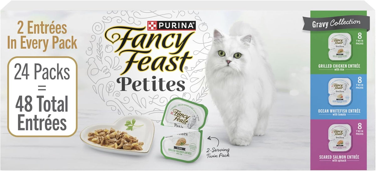 Purina Fancy Feast Petites Gravy Wet Cat Food Variety Pack, 2.8 oz, 24-Pack