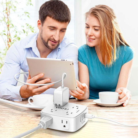 YISHU 6Ft Surge Protector Power Strip with 8 Widely Outlets & 4 USB Ports