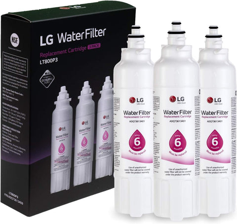 LG LT800P3 6-Month / 200 Gallon Replacement Refrigerator Water Filter, 3 Count (Pack of 1), White