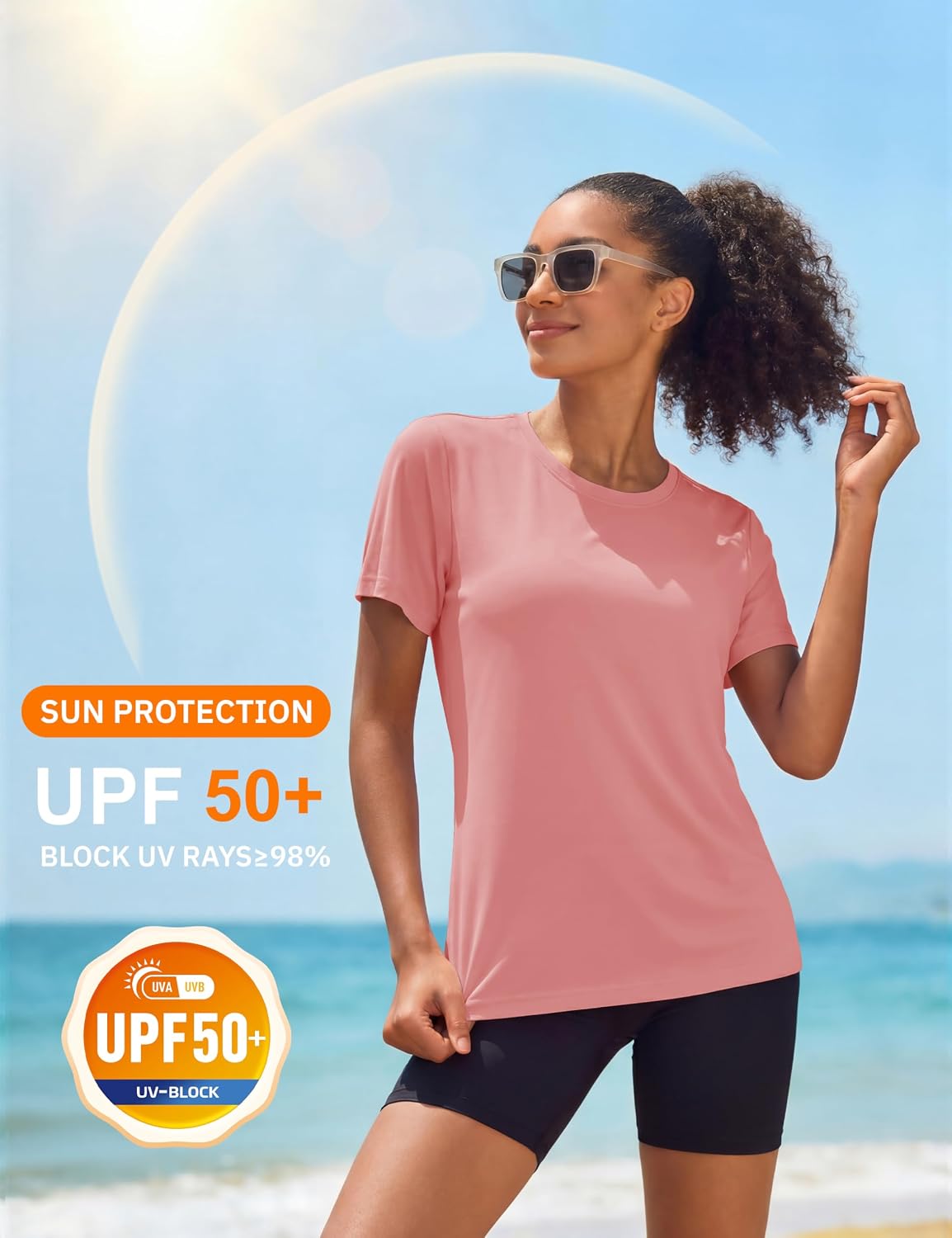 MAGCOMSEN Women's Workout Tops Short Sleeve Shirts UPF 50+ Quick Dry Athletic Sun Protection Rash Guard for Women