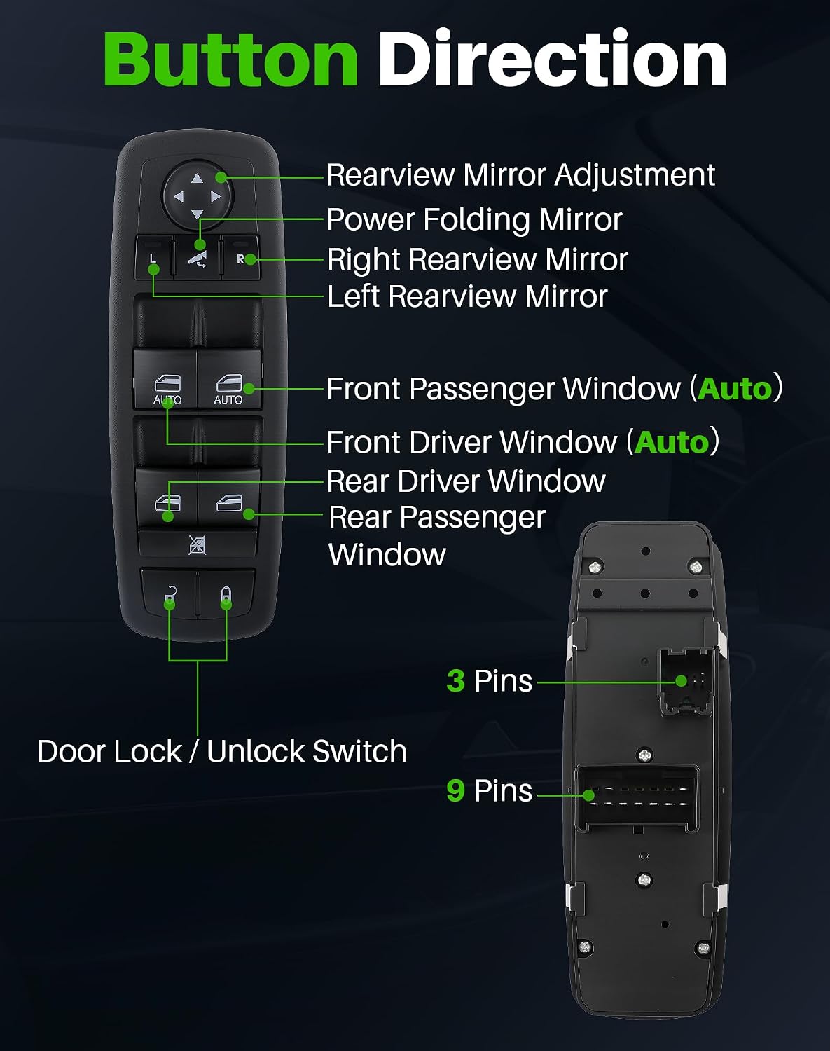 68110867AA Power Window Switch for 2013-2015 Ram 1500 2500, 2015 Ram 3500
