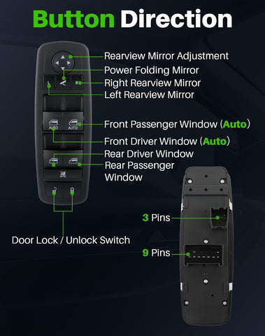 68110867AA Power Window Switch for 2013-2015 Ram 1500 2500, 2015 Ram 3500