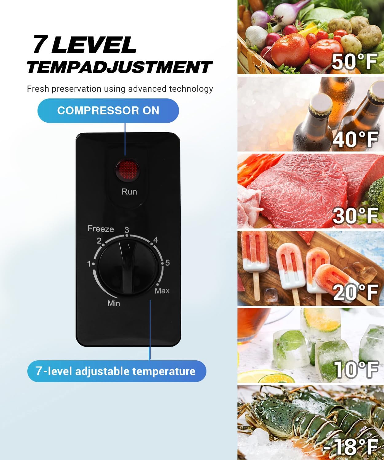Deep Freezer, 5.0 cu.ft Mini Chest Freezer with 7-Step Temperature Control