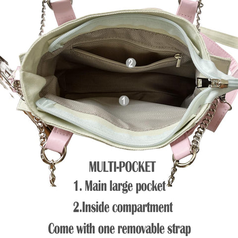 RILGOU Y2K Harajuku Kawaii Goth Casual Style Denim Cute Heart and Pink Belt Decor Adjustable Cross-body Shoulder Bag