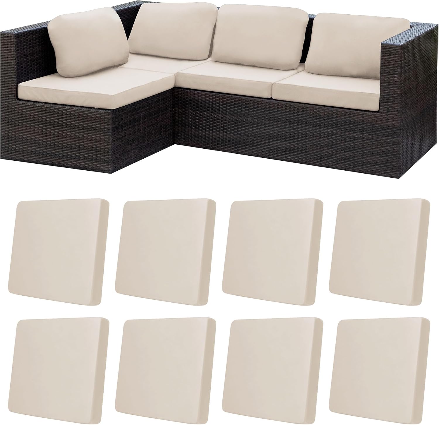 8 Pcs Outdoor Cushion Covers, Patio Sofa Cushion Covers Replacement