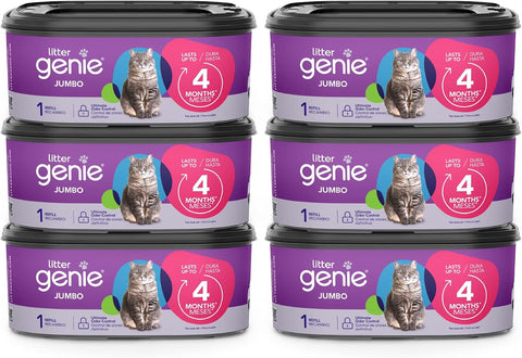 Litter Genie Jumbo Refill Bags, 6-Pack, 168 ft Continuous Film