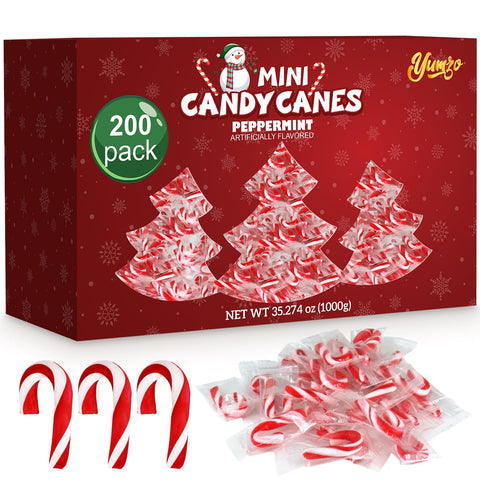 Christmas Mini Candy Canes Classic Red & White Peppermint Flavor, 200 Count
