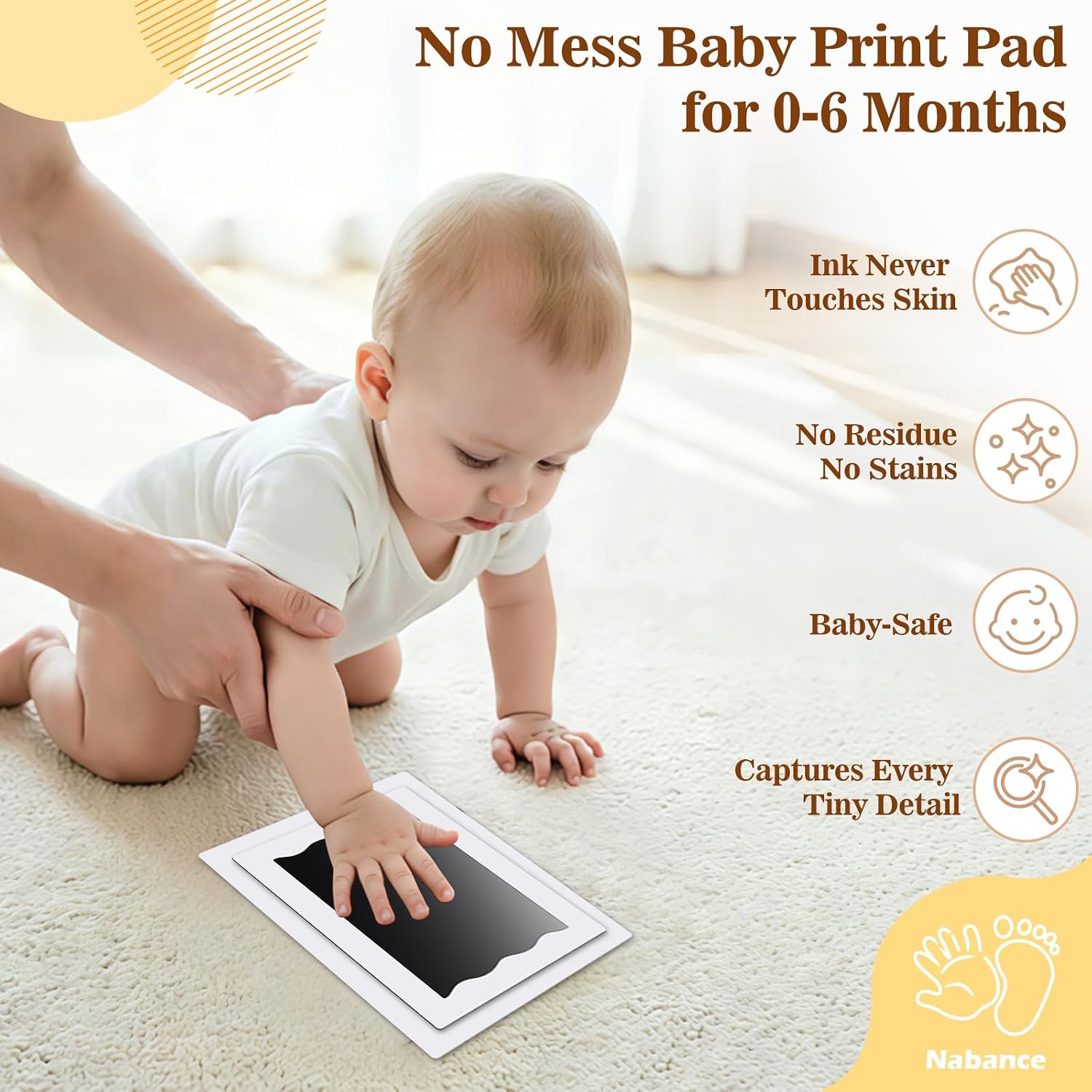 Nabance Baby Footprint Kit, Inkless Baby Hand and Footprint Kit, 2 Pack
