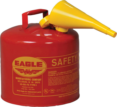 Eagle 5 Gallon Type I Red Safety Gas Can for Gasoline
