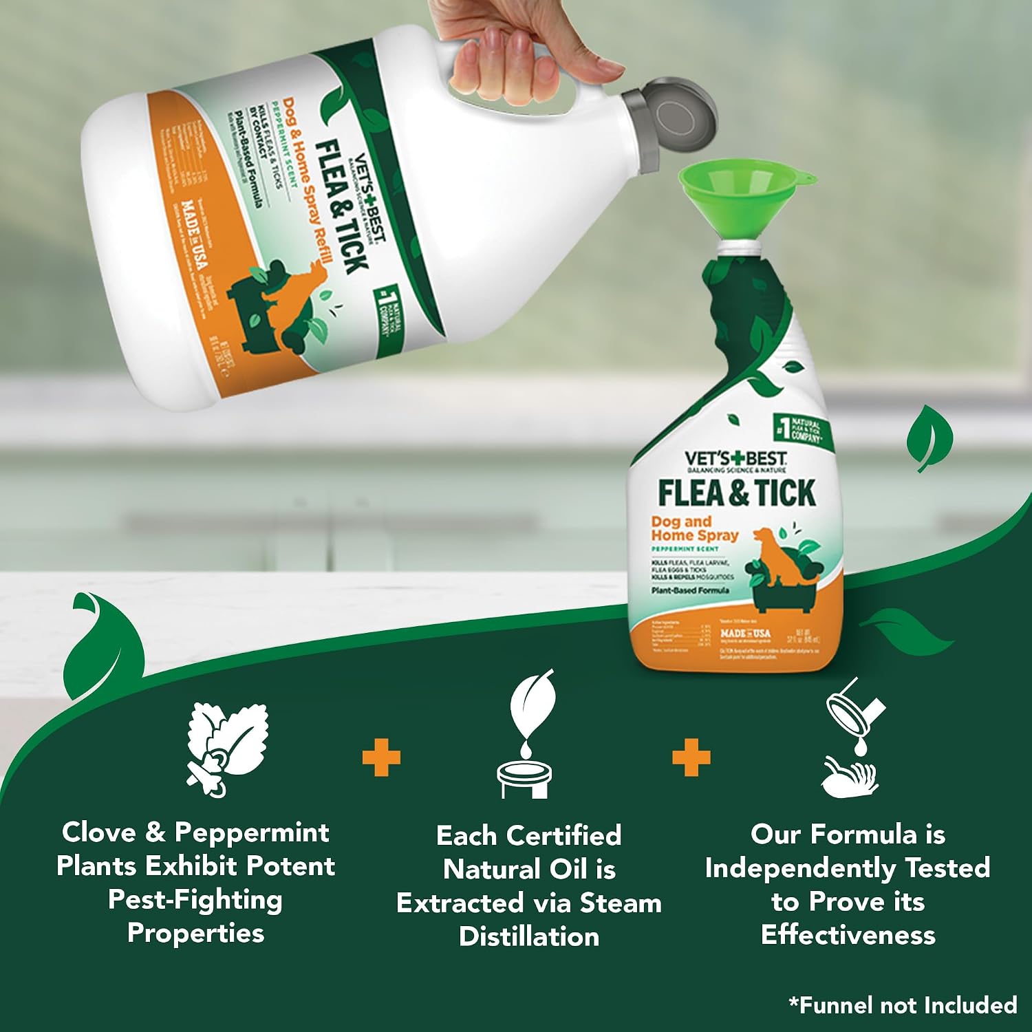 Vet's Best Flea & Tick Indoor Home Spray Refill for Dogs, Natural, 96 oz