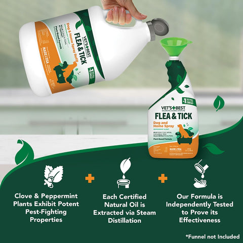Vet's Best Flea & Tick Indoor Home Spray Refill for Dogs, Natural, 96 oz