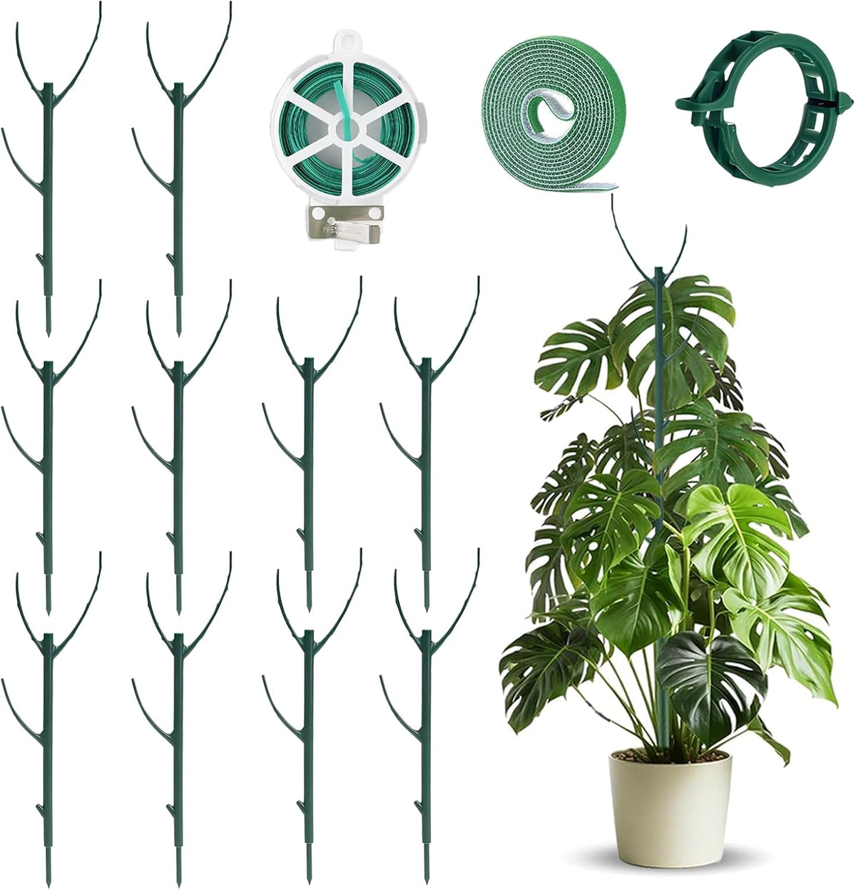 10 Pack Stackable Plant Support Stakes Indoor/Outdoor Support Pole