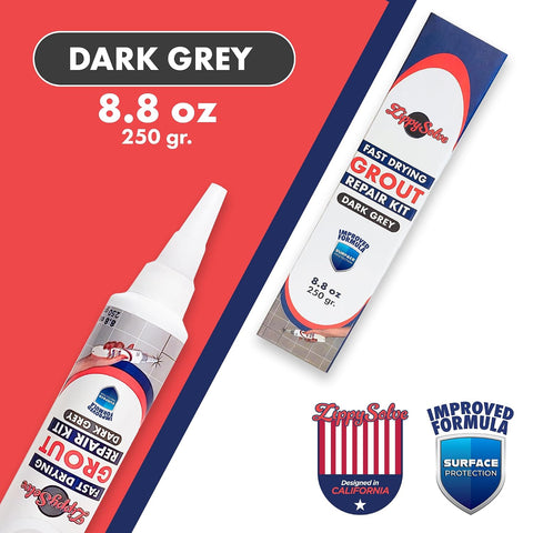 ZippySolve Tile Grout Repair Kit, Refresh Tile (8.8oz Dark Grey/Anthracite)