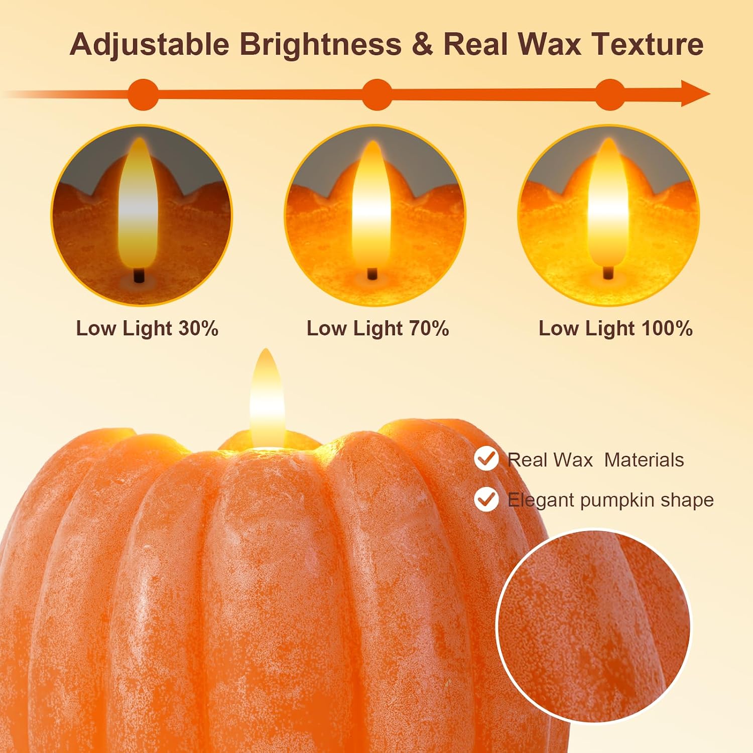 Fall Decor, Fall Decorations for Home Large Flameless Pumpkin Candle Orange