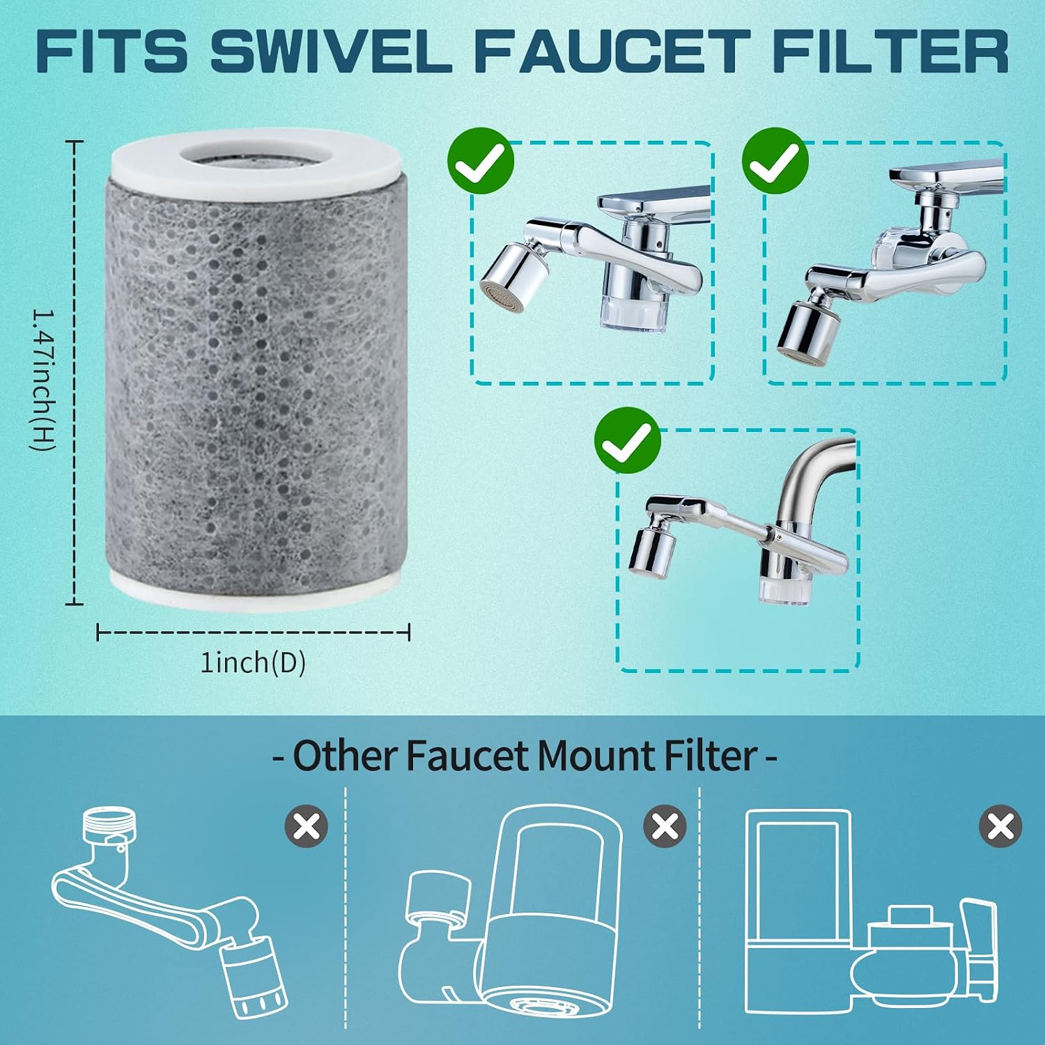 4pcs Carbon Fiber Filter Replacement for CECEFIN Filtered Faucet Extender