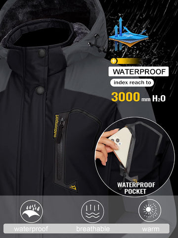 TACVASEN Women's Winter Coats Waterproof Snow Ski Jacket Warm Fleece