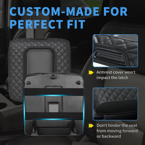 Center Console Cover Compatible with Silverado/Sierra 2014-2018 with 40/20/40 Jump Seat, Premium Leather Armrest Cover Pad, Car Middle Console Cover (ONLY for Split Bench Seat Console)