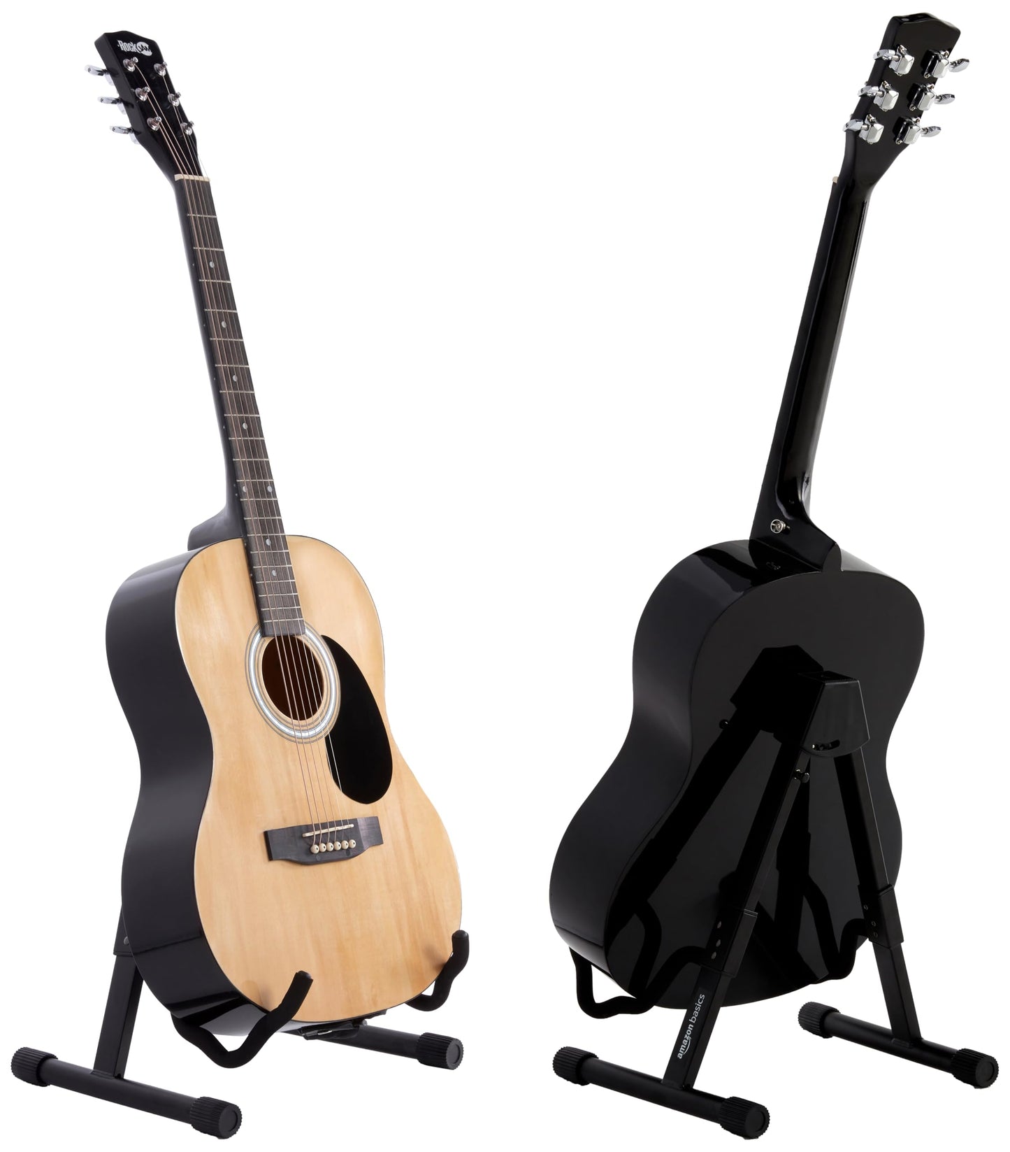 Amazon Basics Adjustable Guitar Folding A-Shape Frame Stand for Acoustic and Electric Guitars with Non-Slip Rubber and Soft Foam Arms, Fully Assembled, Black