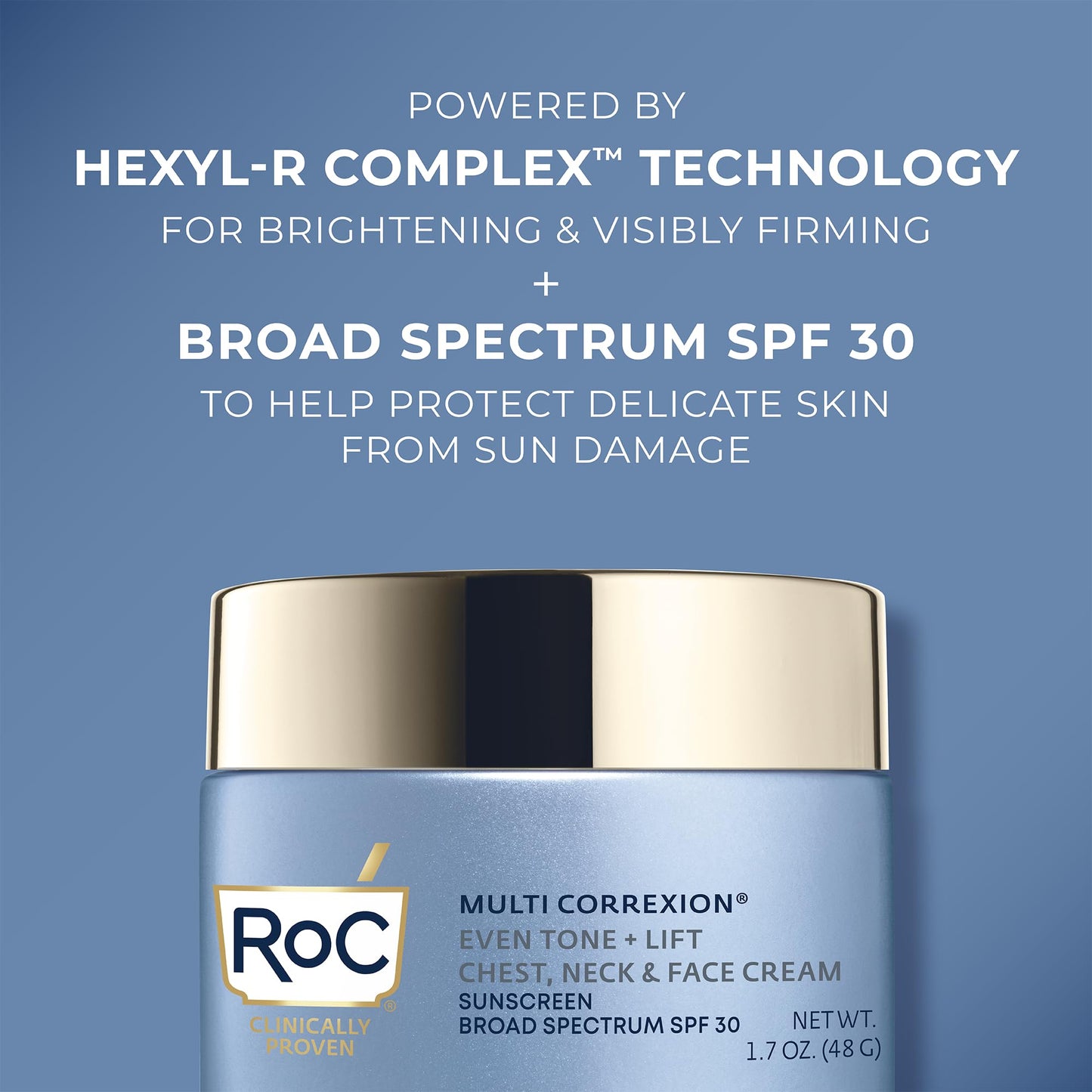 RoC Multi Correxion 5 in 1 Chest, Neck, and Face Moisturizer Cream with SPF 30, for Neck Firming and Wrinkles, Vitamin E & Shea Butter, Oil Free Skin Care, 1.7 Ounces (Packaging May Vary)