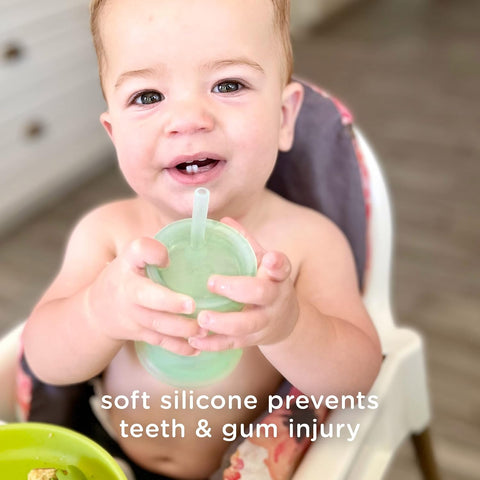 Olababy Silicone Straw Training Cup, Infant to Toddler Sippy Cup, Lemon 5oz