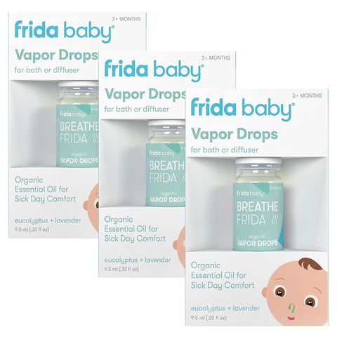 Frida Baby Breathefrida Vapor Bath Drops, Baby-Congestion Relief with Eucalyptus Essential Oil for Humidifier, Aromatherapy Oil Help Baby Breathe Easy (Pack of 3)