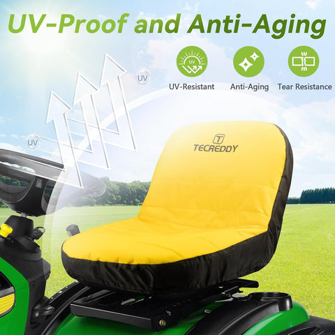Lawn Mower Seat Cover for John Deere LP92334 Riding Mower, Fits 14“ - 16'' Seats, Weatherproof 600D Oxford Fabric Tractor Seat Cover, Large