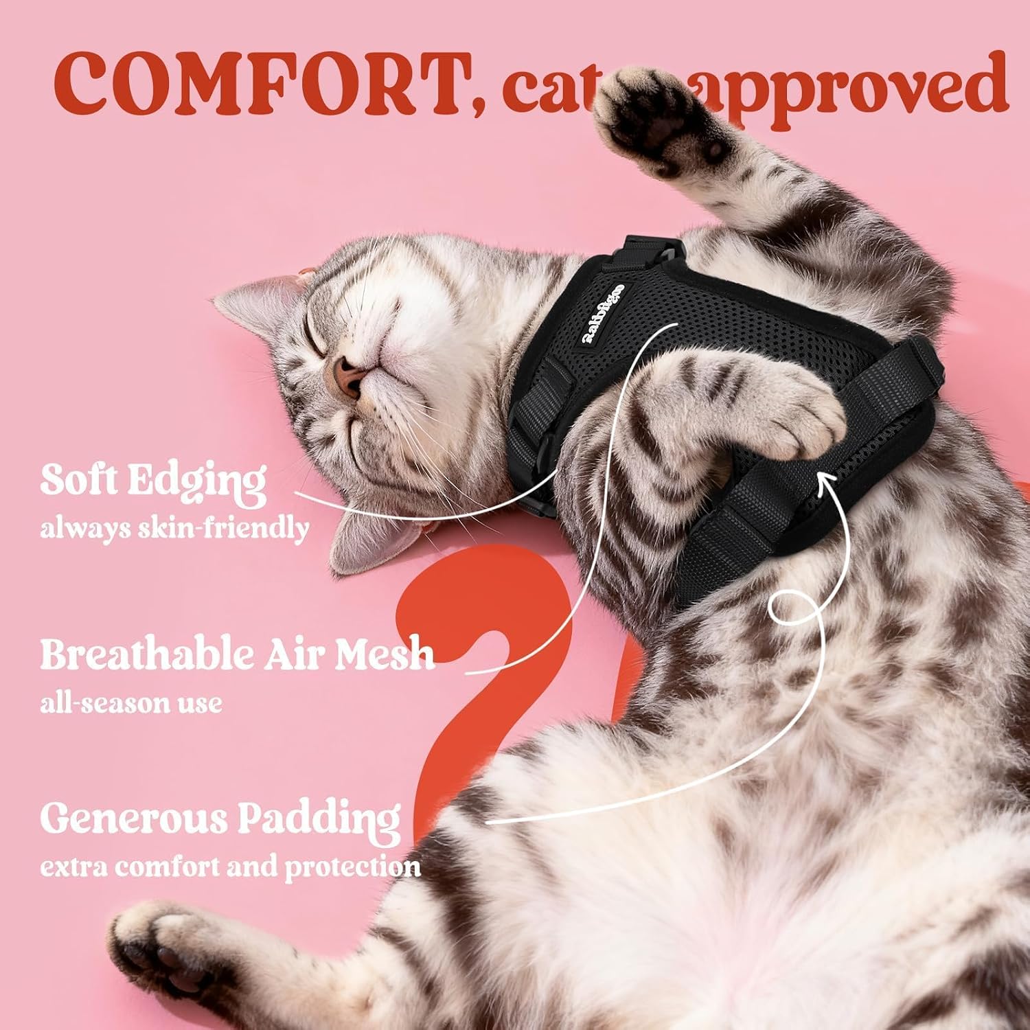 rabbitgoo Cat Harness and Leash Set, Escape Proof Vest, Black