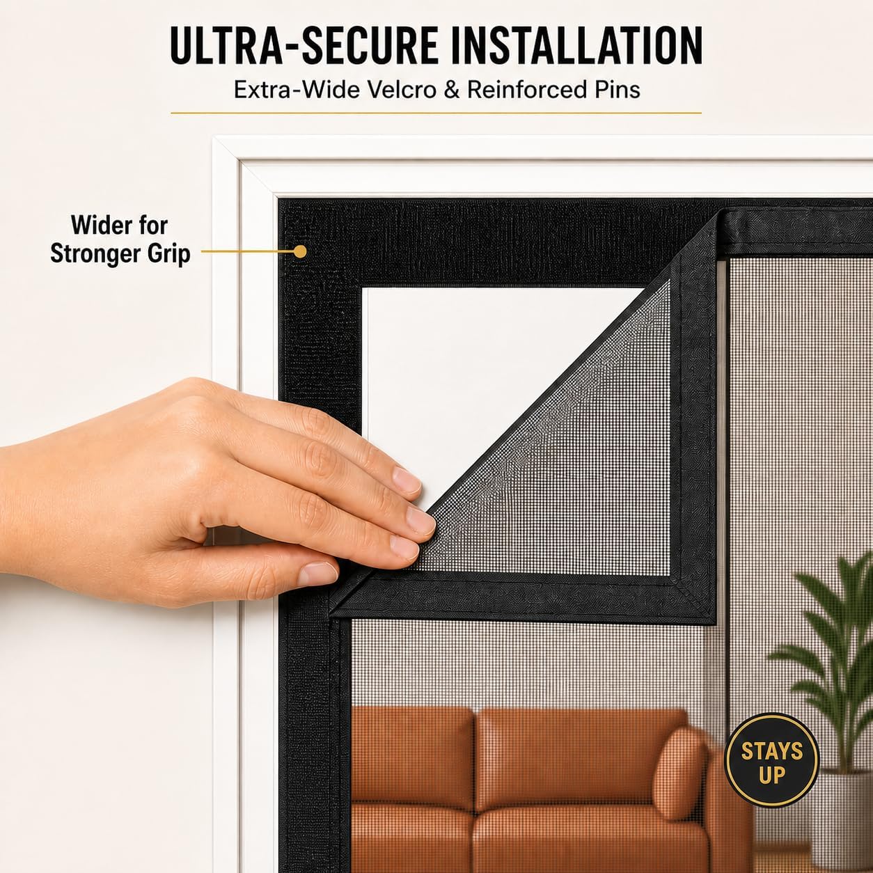 Premium Magnetic Screen Door, Heavy-Duty Reinforced Mesh, Ultra-Dense Weave, Smooth Auto-Close, Pets & Kids – Hands-Free, No-Gap Seal