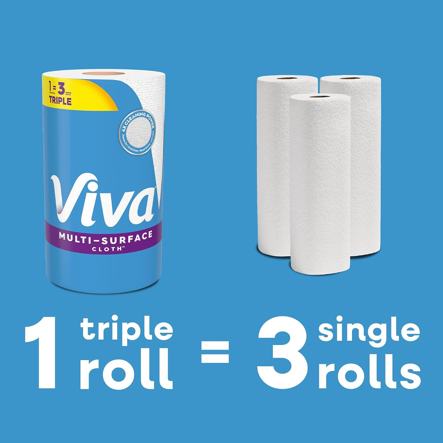 Viva Multi-Surface Cloth Paper Towels, 12 Triple Rolls, 165 Sheets per Roll