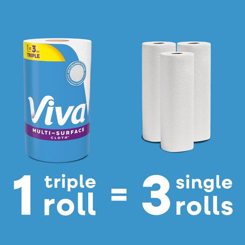 Viva Multi-Surface Cloth Paper Towels, 12 Triple Rolls, 165 Sheets per Roll