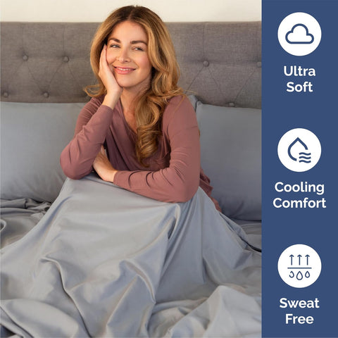 Queen Size 4 Piece Sheet Set - Breathable & Cooling Sheets - Steel Blue