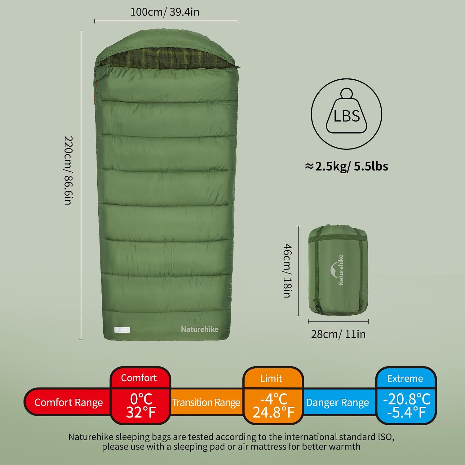 Naturehike Big & Tall Flannel Sleeping Bag for Adults