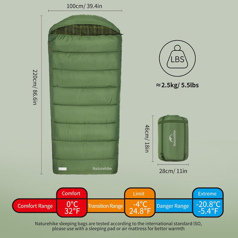 Naturehike Big & Tall Flannel Sleeping Bag for Adults