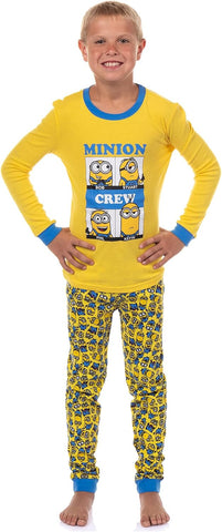 INTIMO Despicable Me Boys' Minions Crew Bob Stuart Phil Kevin Tight Fit Sleep Pajama Set