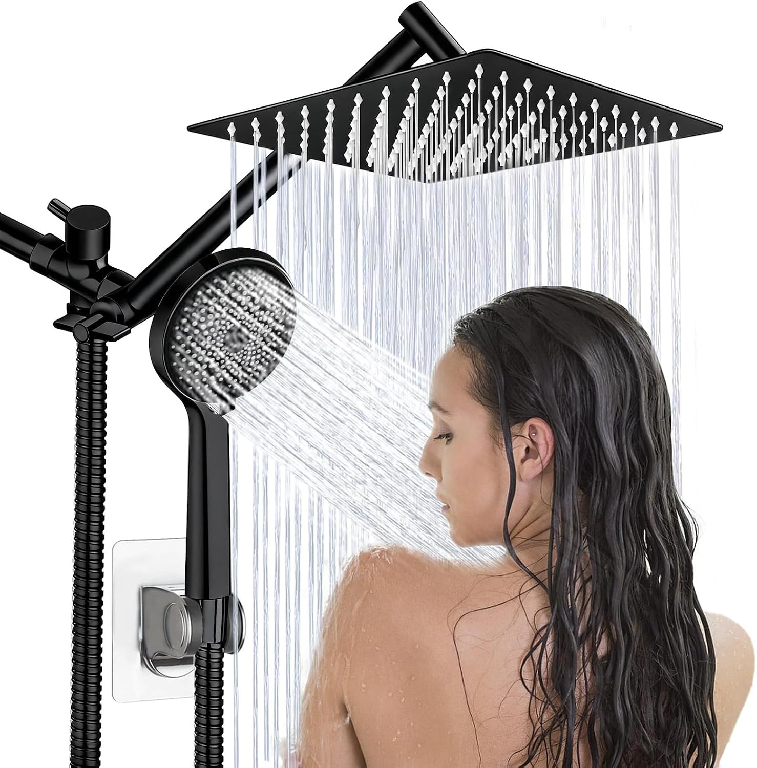 Shower Head, 8" High Pressure Rainfall Shower Head with Handheld Dual Spray