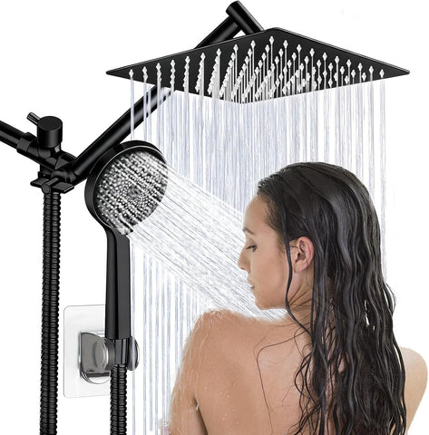 Shower Head, 8" High Pressure Rainfall Shower Head with Handheld Dual Spray