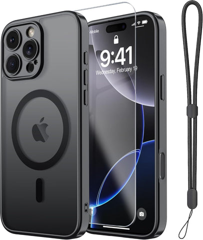 Magnetic Case for iPhone 16 Pro Max Case with Screen Protector+Wrist Strap