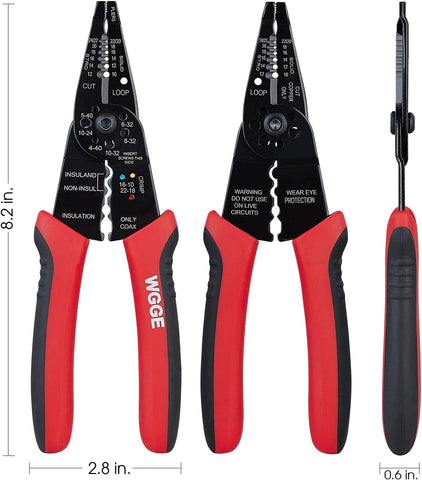 WGGE WG-015 Professional Wire Stripper, Wire Cutter and Wire Crimper 8-inch