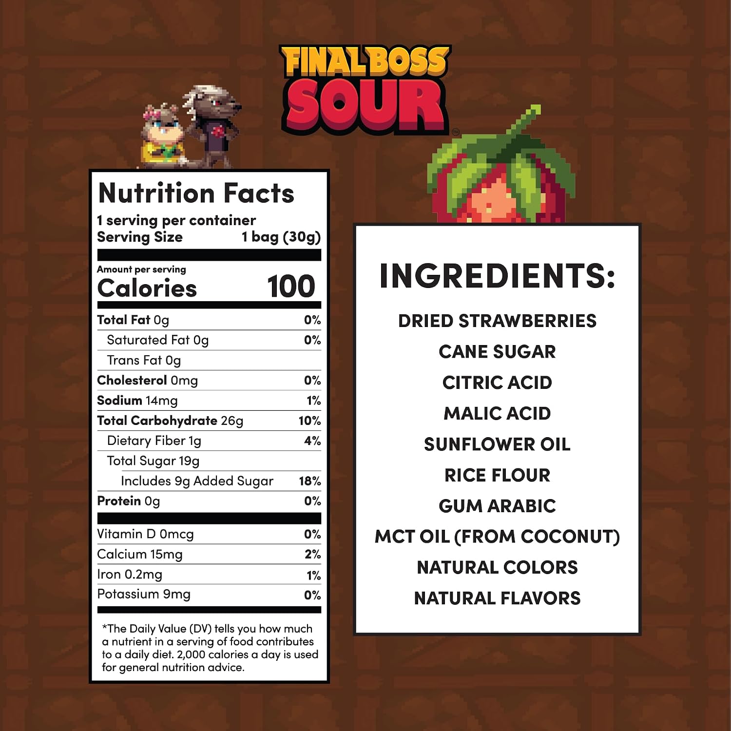 Final Boss Sour Fruit Candy, Sour Strawberries, Level 3, 10 Pack