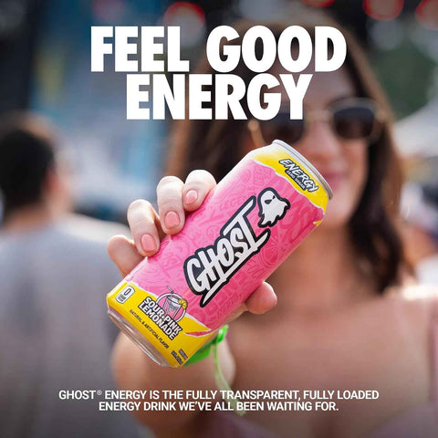 GHOST Energy Drinks, Zero Sugar, 12-Pack, Sour Pink Lemonade, 16oz | Energy & Focus Pre Workout Drink, No Artificial Colors, Gluten-Free, Vegan - 200MG Natural Caffeine, L-Carnitine, Taurine