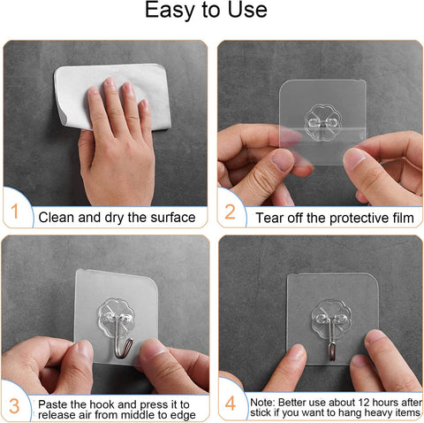 Adhesive Hooks for Hanging,Heavy Duty Wall Hooks 20 Pack,Sticky Ceiling