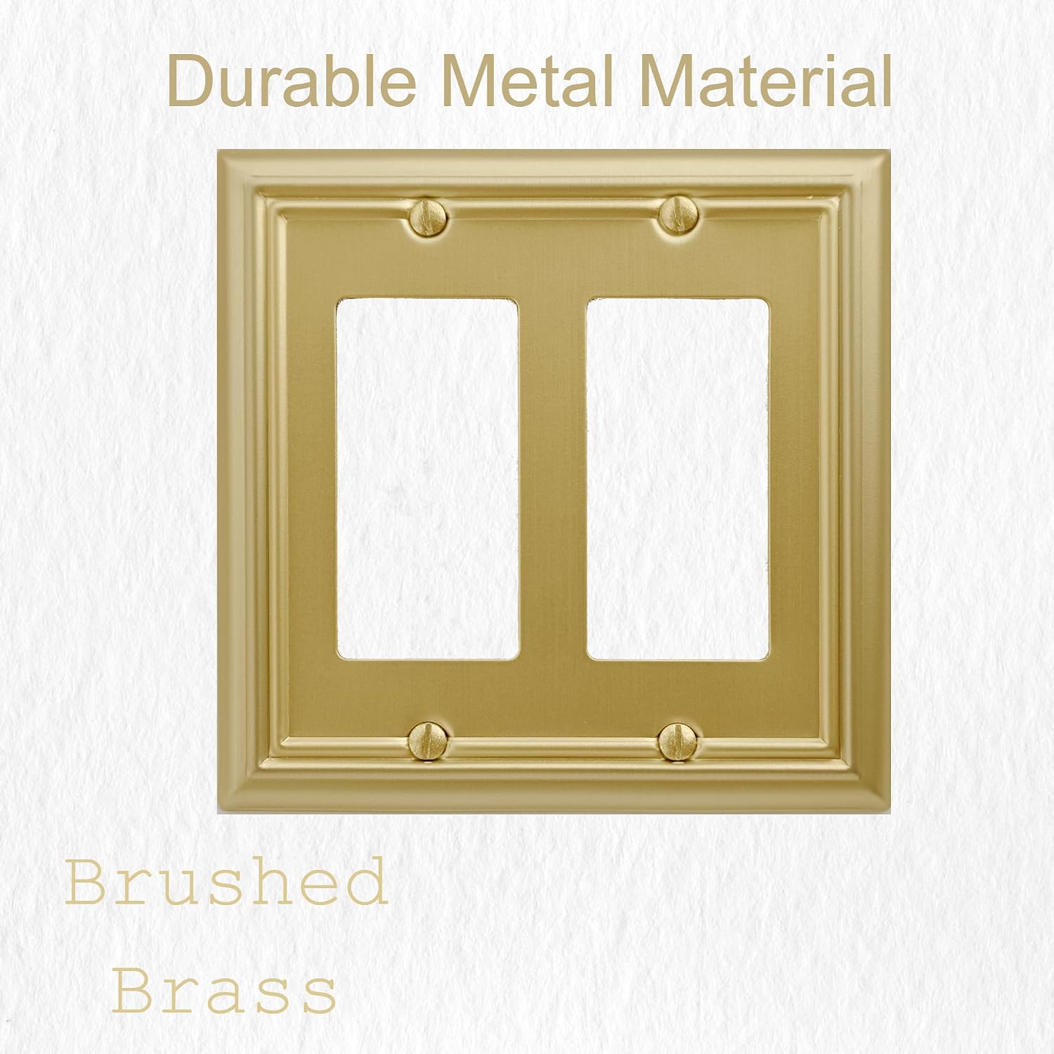 OKAWYC Double Decorator Light Switch Cover Adler Metal Wall Plate, 2-Pack Brushed Brass 2 Gang Double Rocker, for Receptacle Dimmer Switch GFCI Outlet Decorative Wallplate, Durable