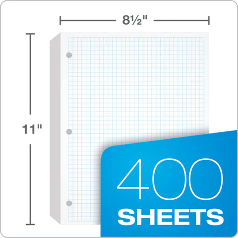Oxford Filler Paper, 8-1/2" x 11", 4 x 4 Graph Rule, 3-Hole Punched, Loose-Leaf Paper for 3-Ring Binders, 400 Sheets Per Pack (62360),White (Pack of 10)