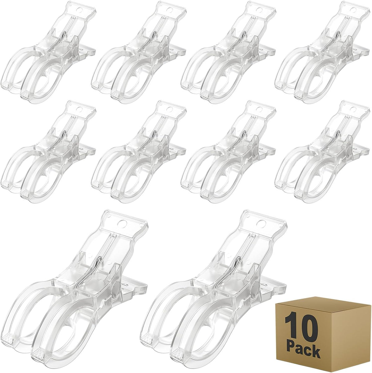 Muitcdo 10 Pack Balloon Arch Clips, Large Clear Spring Clamps for Backdrop, 3.5'' Plastic Clips Supplies for Birthday Decoration Accessories Beach Towels Crafts Swimming Pool Photography Studios